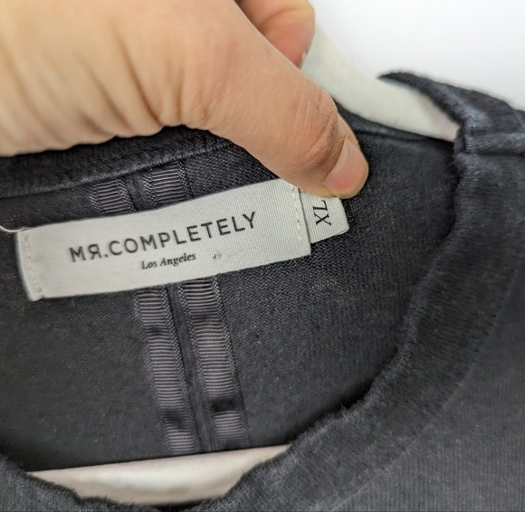 Mr Completely sz XL Reversible Front Crewneck Pullover Sweater Sweatshirt Black - Picture 11 of 14